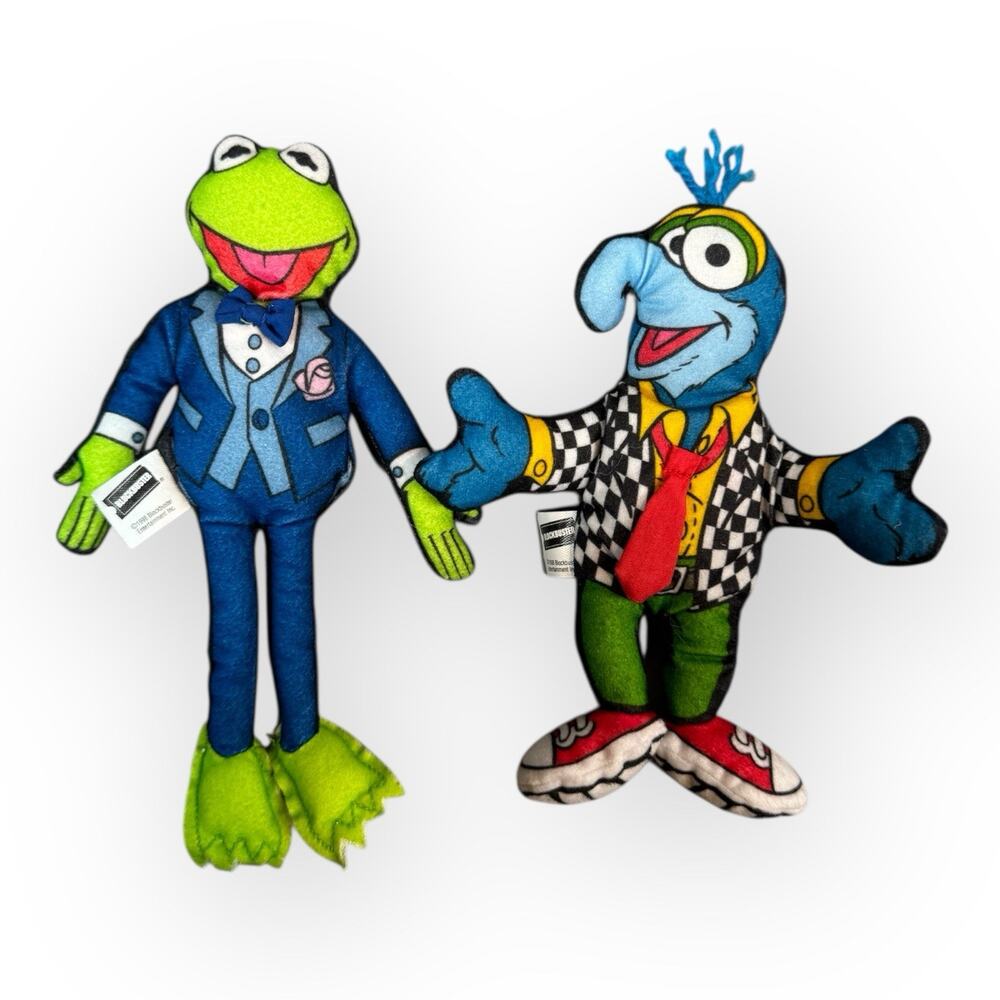 Vintage Blockbuster 1998 Plush Muppet Dolls LOT of 2 Gonzo, Kermit Promo 7"